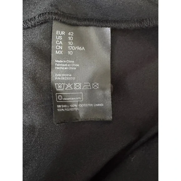 H&M Size 10 Floral Print Tiered‎ Mini Dress Long Sleeve Sheer Red Black Swing - Picture 7 of 11